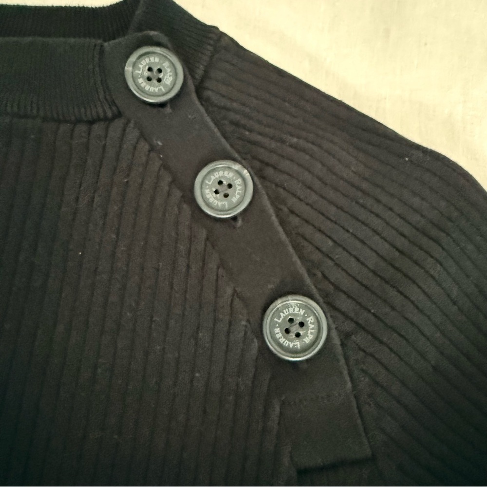 Lauren Ralph Lauren | Ribbed Raglan Sweater | Button Shoulder - Picture 3 of 7